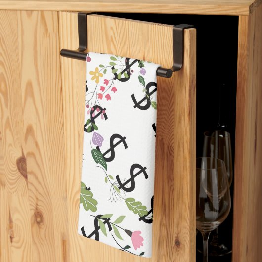 Duo Toon Dollar $ign Witte Bloemen Theedoek (Derde Gevouwen)