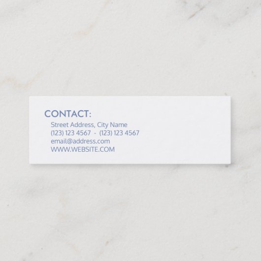 Duo-toonnaam: kleur blauw wit mini visitekaartje (Achterkant)