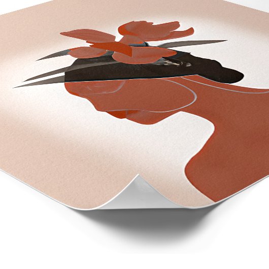 Duo-toonvrouw en floreel pet minimalistische kunst poster (Hoek)