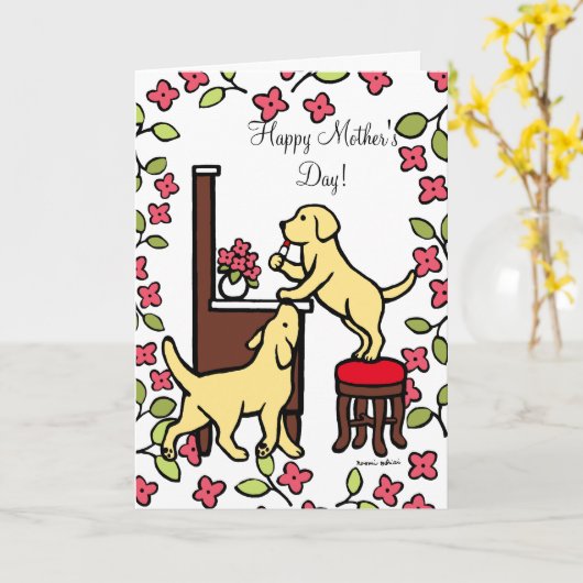 Duo van het Puppy van het Laboratorium van het Kaart (Gele Bloem)