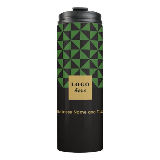 Duo zwart en groen - Business LogoThermal Tumbler Thermosbeker (Voorkant)