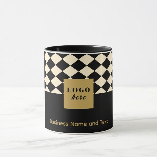 Duo zwart en ivoor crème ambacht - Zakelijke Logo Mok (Midden)