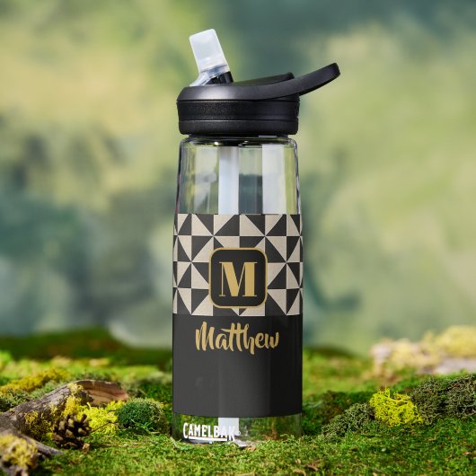 Duo Zwart & Grijs Aangepaste namen Waterfles (Buiten)