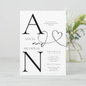 Duogram White Wedding Rehearsal Dinner Kaart (Staand voorkant)