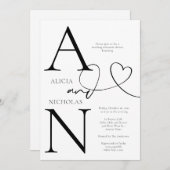 Duogram White Wedding Rehearsal Dinner Kaart (Voorkant / Achterkant)