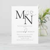 Duogram Witte bruiloft repetitie diner Kaart (Staand voorkant)