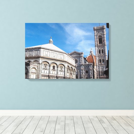 Duomo en Baptistry, Florence canvas print (Insitu (Houten vloer))