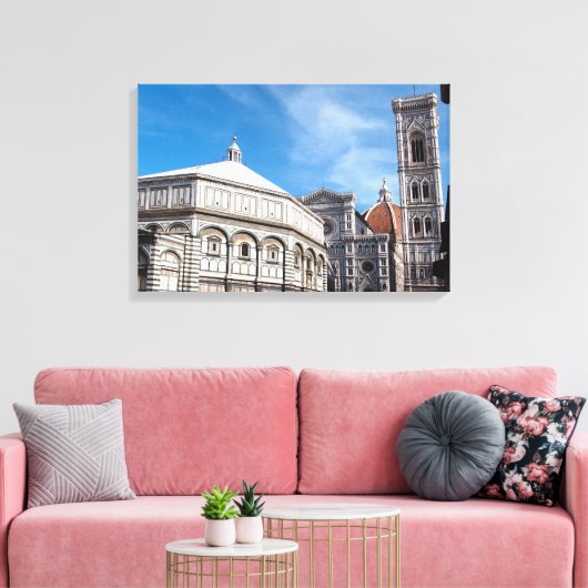 Duomo en Baptistry, Florence canvas print (Insitu (Woonkamer))