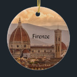 Duomo Florence Italy Cathedraal Design Ornament<br><div class="desc">Duomo of Florence, Italy Cathedral Design Ornament met aanpasbare tekst, voor en achter. Florence Cathedral, formeel de Cattedrale di Santa Maria del Fiore, is de kathedraal van Florence, Italië. Het begon in 1296 in Gothische stijl met een ontwerp van Arnolfo di Cambio en werd in 1436 structureel voltooid, met de...</div>