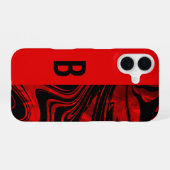 Duotone blok en werveling rood iPhone 16 hoesje (Achterkant horizontaal)