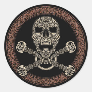 Duotone Celtic Skull & Botten Stickers