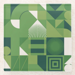 Duotone digitale collage, geometrische elementen glazen onderzetter