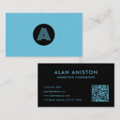 Duotone modern minimalist monogram visitekaartje (Voorkant / Achterkant)