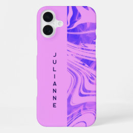 Duotone roze blok en werveling Naam toevoegen iPhone 16 Plus Hoesje
