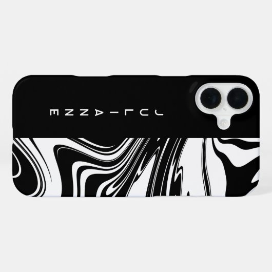 Duotone zwart wit blok en werveling Naam toevoegen iPhone Hoesje (Achterkant horizontaal)