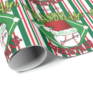*DUPE Grand Slam Baseball Kerstmis   DIY-naam Cadeaupapier