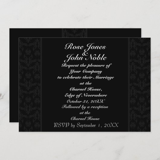 Duplex (Charcoal) Wedding Invitation Kaart (Voorkant / Achterkant)