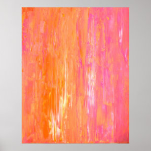 "Duplicaat" Roze en Oranje Abstracte kunst Poster