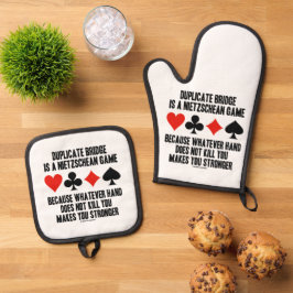 Duplicate Bridge is een Nietzschean Game Humor Ovenwant & Pannenlap Set