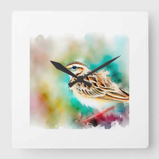 Duponts lark 131024AREF131 - Watercolor Vierkante Klok (Voorkant)
