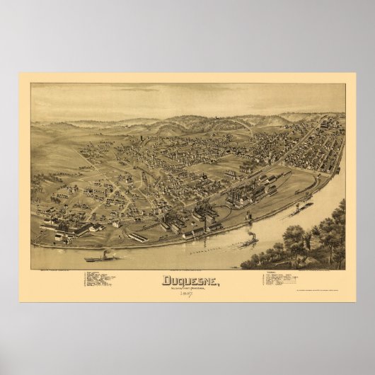 Duquesne, PA Panoramic Map - 1897 Poster (Voorkant)