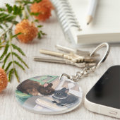 Durable Acrylic Key Chain - Two Rabbits Sleutelhanger (Voorkant Rechts)