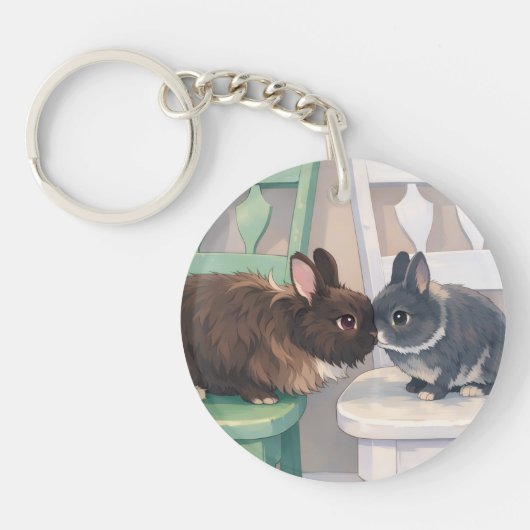 Durable Acrylic Key Chain - Two Rabbits Sleutelhanger (Voorkant)