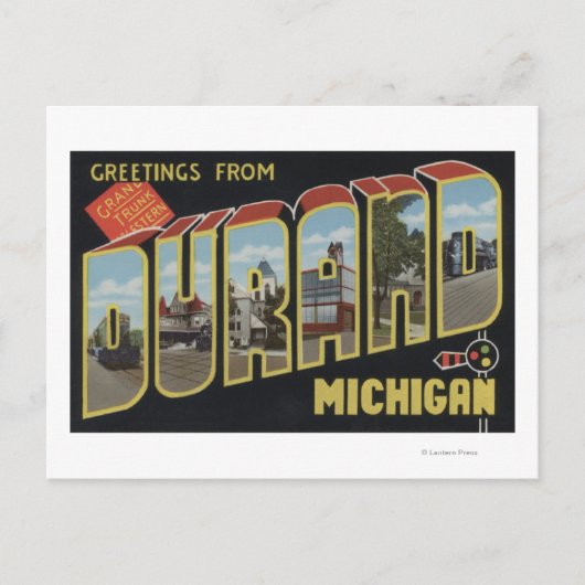 Durand, Michigan - Large Letter Scenes Briefkaart (Voorkant)