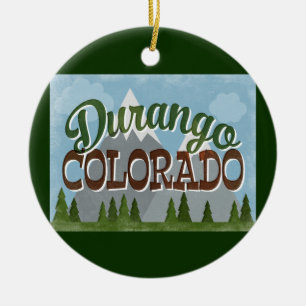 Durango Colorado Fun Retro Snowy Mountains Keramisch Ornament