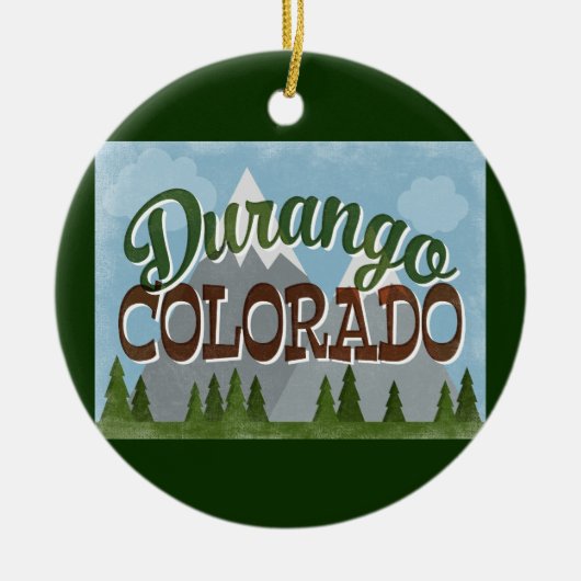 Durango Colorado Fun Retro Snowy Mountains Keramisch Ornament (Voorkant)