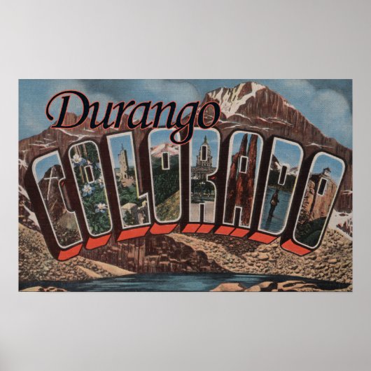 Durango, Colorado - grote letterscènes Poster (Voorkant)