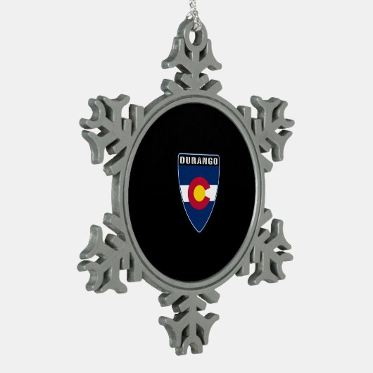 Durango Colorado Shield Tin Sneeuwvlok Ornament (Links)