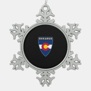 Durango Colorado Shield Tin Sneeuwvlok Ornament