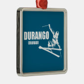 Durango Colorado Skier Metalen Ornament (Rechts)