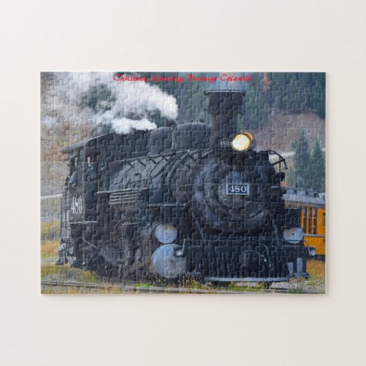 Durango Locomotief Colorado. Kerstgroeten Legpuzzel (Horizontaal)