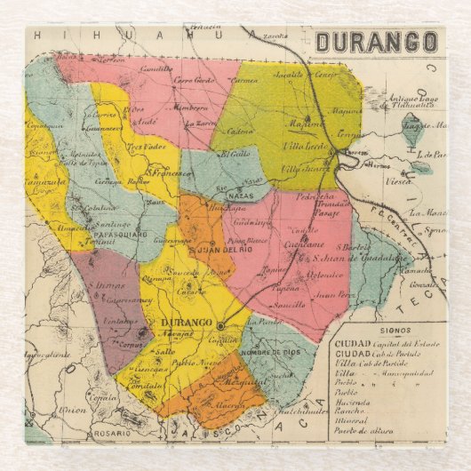 Durango, Mexico Glazen Onderzetter (Voorkant)