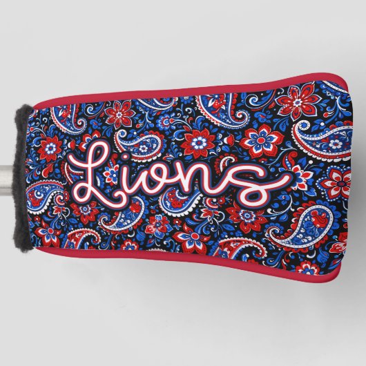 Durant Lions Golf - Blue paisley floral Golfheadcover (Voorkant)