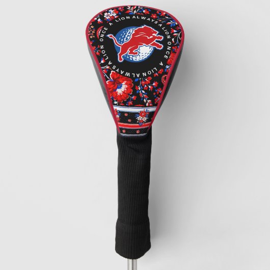 Durant Lions Golf - Rode bloem Golfheadcover (Voorkant)