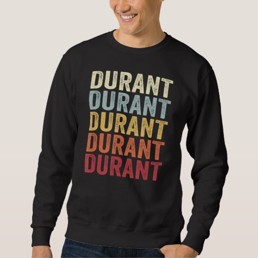 Durant Oklahoma Durant OK Retro tekst Trui (Voorkant)