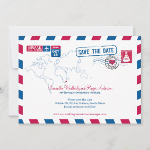 Durban South Africa Airmail Wedding Save the Date