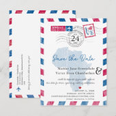 Durban South Africa Airmail Wedding Save the Date Aankondigingskaart (Voorkant / Achterkant)