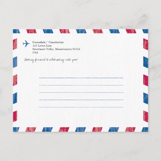 Durban South Africa Airmail Wedding Save the Date Aankondigingskaart (Achterkant)