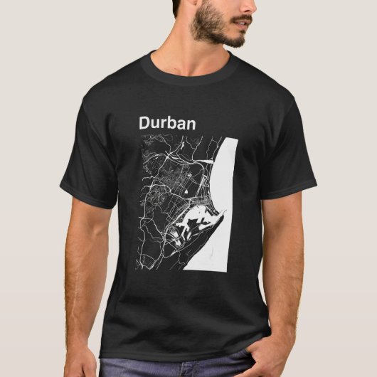 Durban South Africa Classic City Map Graphic T-shirt (Voorkant)