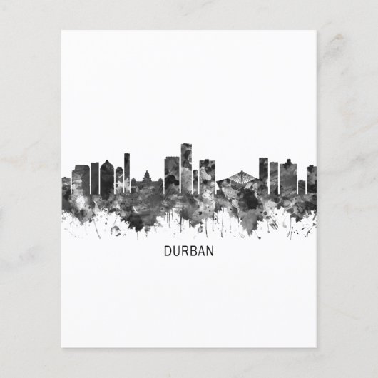 Durban South Africa Skyline BW Flyer (Voorkant)