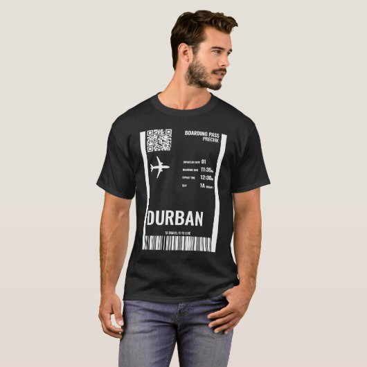 Durban Zuid-Afrika Boarding Pass Vliegticket T T-shirt (Voorkant volledig)