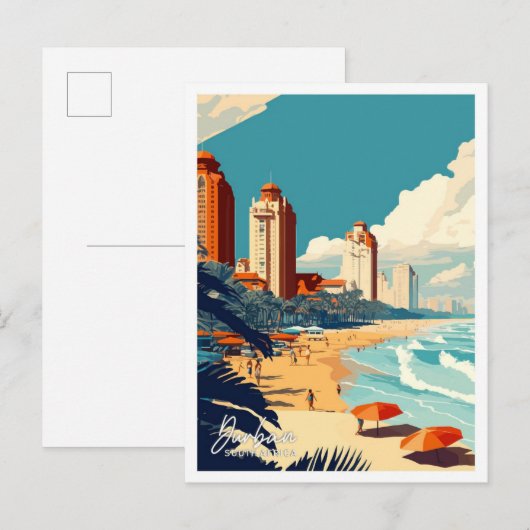 Durban Zuid-Afrika Reizen  illustratie Briefkaart (Voorkant / Achterkant)