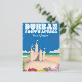Durban Zuid-Afrika vintage strand reisposter Briefkaart (Staand voorkant)
