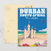 Durban Zuid-Afrika vintage strand reisposter Briefkaart (Voorkant / Achterkant)