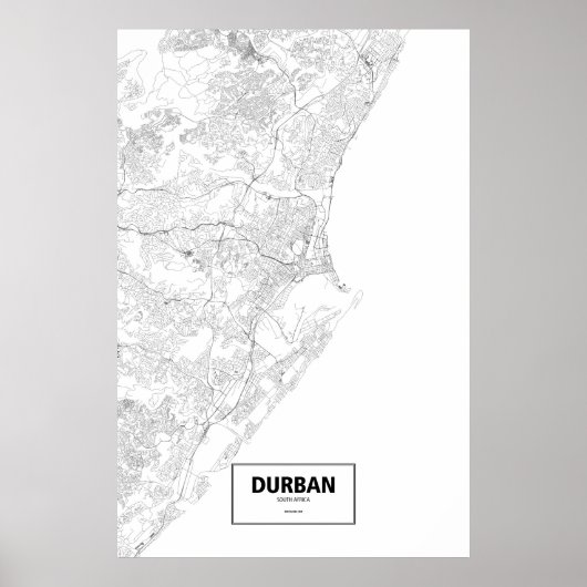 Durban, Zuid-Afrika (zwart op wit) Poster (Voorkant)