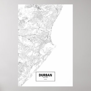 Durban, Zuid-Afrika (zwart op wit) Poster